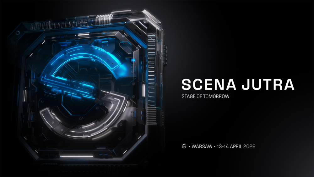 Scena Jutra 2026 w PKiN – grafika promująca konferencję technologii scenicznych w Warszawie